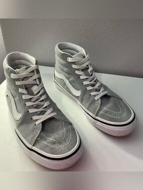 Vans Gray and White Sk8-Hi Suede High-Top Sneakers
